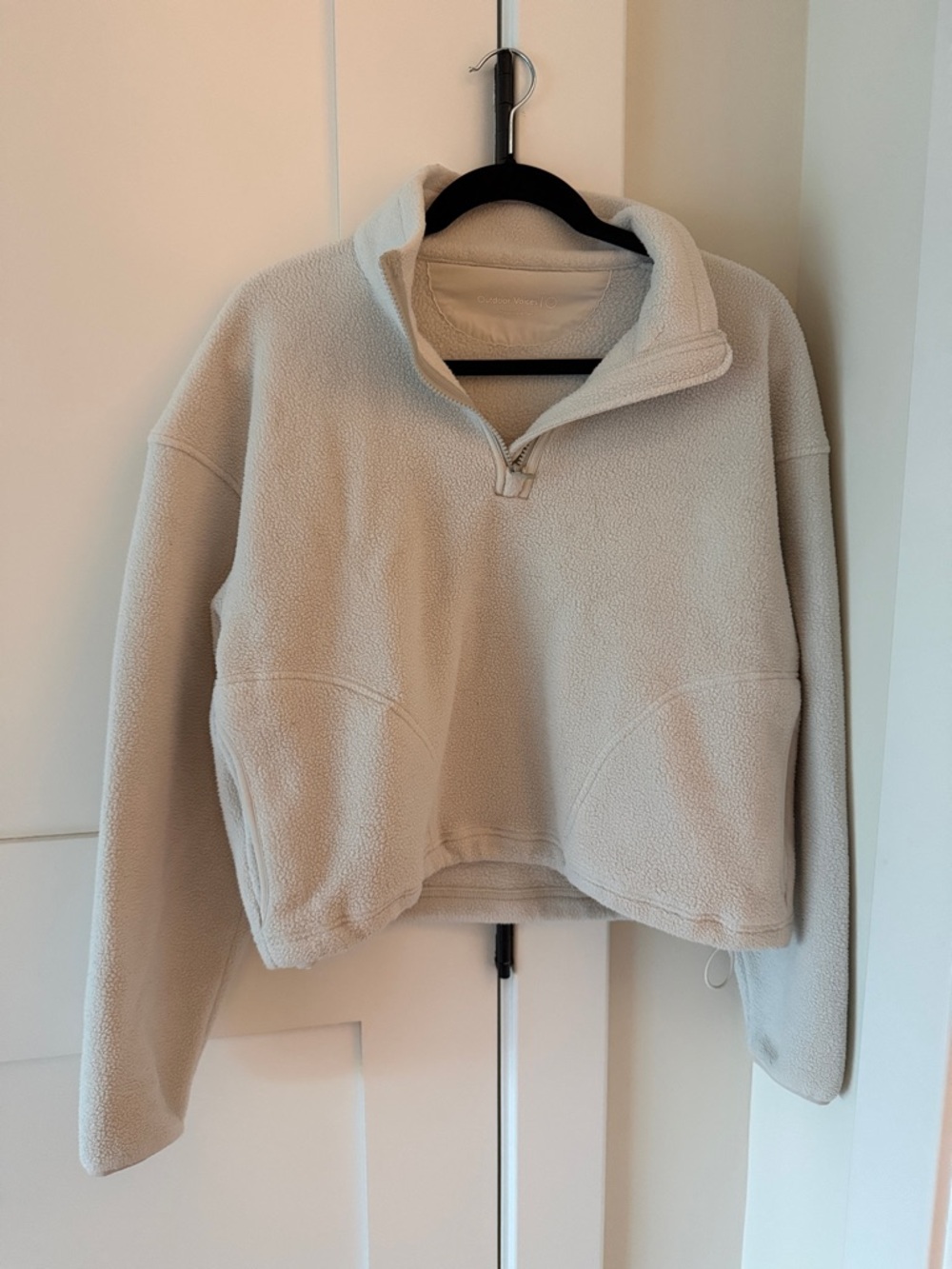 Outdoor Voices Cream Sherpa Quarter-Zip Pullover
